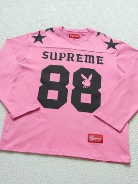 Supreme Pink Long-Sleeve Tee with Black 88 & Stars